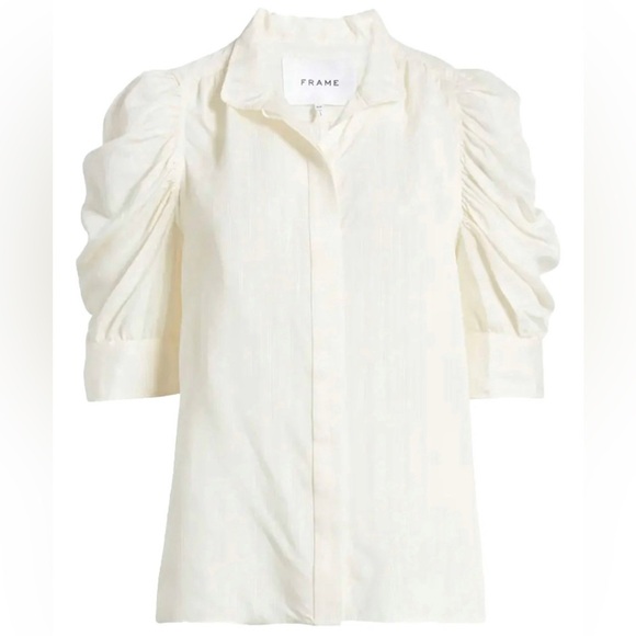 Frame Denim silk blend Gillian blouse in Bone size Large - Picture 8 of 12